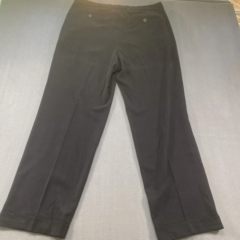 Tommy Bahama Mens Dress Pants Black Silk Blend Cuffed‎ Hem Pleated Front 35x32